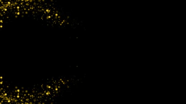 Fondo Abstracto Orbes Partículas Amarillas Brillantes Ondas Dobles Sobre Negro — Vídeo de stock