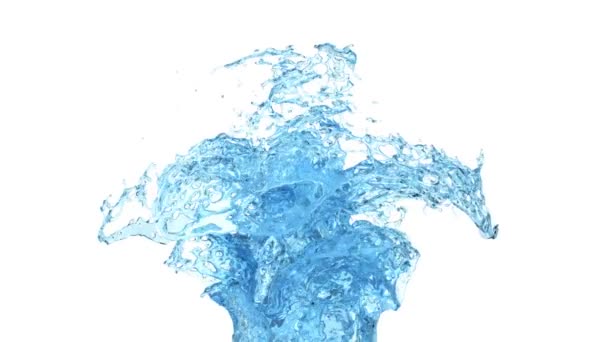 Светло Голубая Вода Выплескивается Замедленном Режиме Изолированная Белом Фоне — стоковое видео