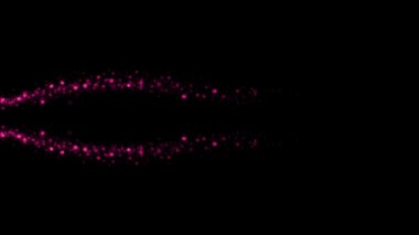 Siyah arka plan üzerinde pembe parlayan küreler ve parçacıklar çift dalga