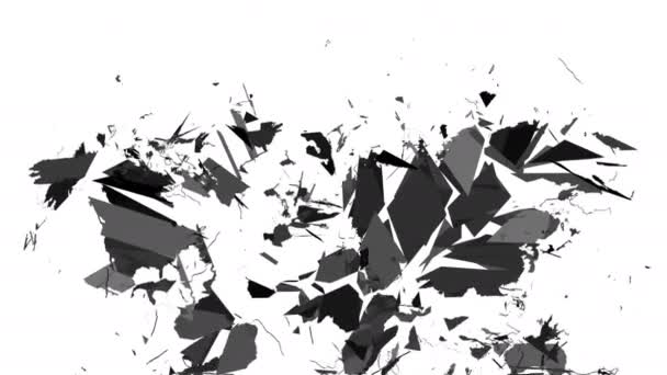 Gray World Map Breaks Pieces Falls Slow Motion Isolated White — Stock Video