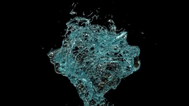 Turquoise Water Splashing Slow Motion Isolated Black Background — Stock Video