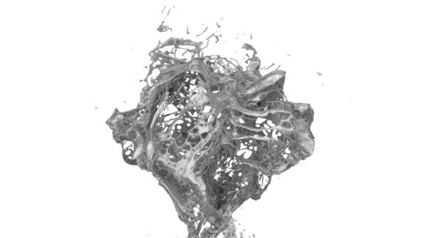 éclaboussures de métal liquide au ralenti, isolé sur fond blanc 