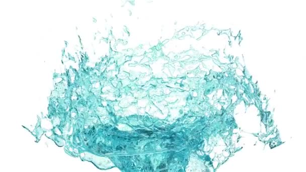 Красочные Брызги Воды Замедленной Съемке Изолированные Белом Фоне — стоковое видео