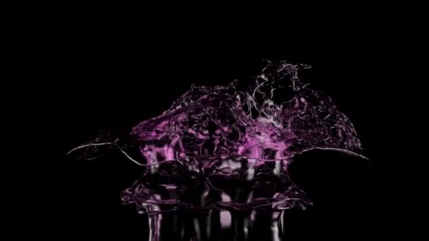 Salpicos Água Rosa Câmera Lenta Isolado Preto — Vídeo de Stock
