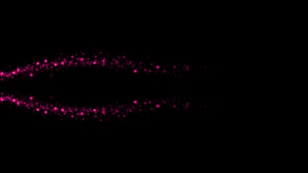 Double Wave Pink Glowing Orbs Particles Black Background — Stock Video