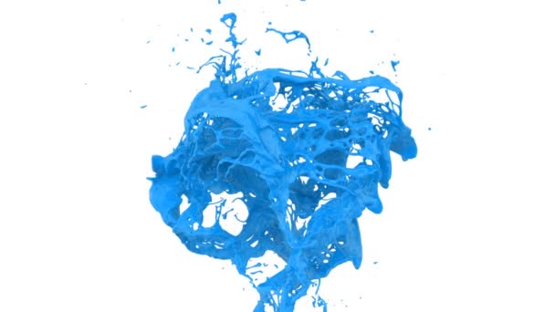 Peinture Bleu Clair Éclaboussant Ralenti Isolée Sur Fond Blanc — Video