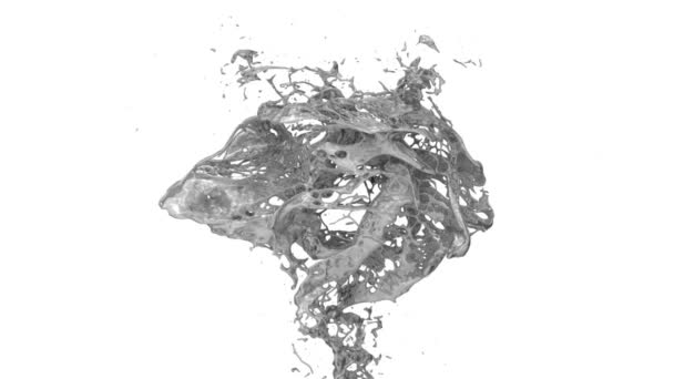 Fontaine Métal Liquide Éclaboussant Ralenti Isolée Sur Fond Blanc — Video