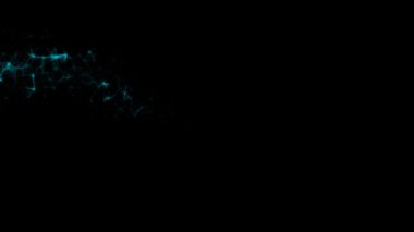 Dalgalı hareketle akan soyut açık mavi enerji, siyah arka plan üzerinde