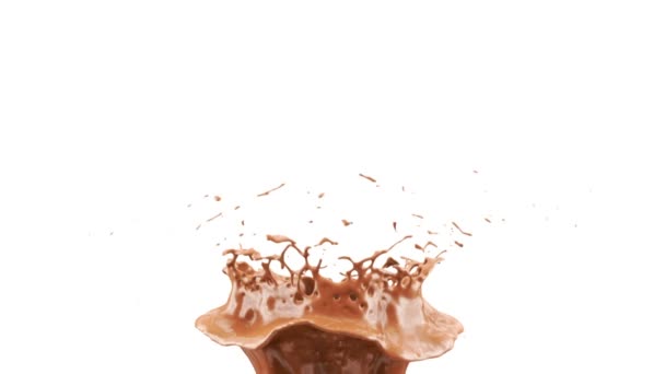 Melkchocolade Splash Slow Motion Geïsoleerd Wit — Stockvideo