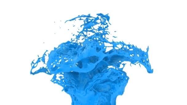 Azzurro Spruzzata Colore Rallentatore Isolata Sfondo Bianco — Video Stock