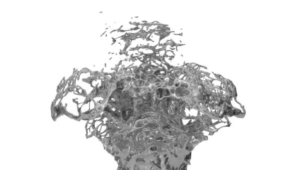 Fontaine Métal Liquide Éclaboussant Ralenti Isolée Sur Fond Blanc — Video