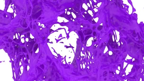 Color Púrpura Salpica Cámara Lenta Pantalla Aislado Sobre Fondo Blanco — Vídeos de Stock