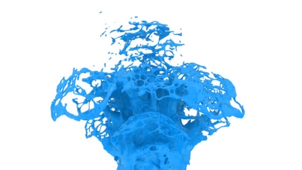 Light Blue Paint Fountain Splashing Super Slow Motion Isolated White — Stock Video