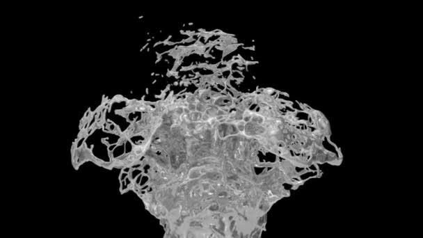 Жидкий Яркий Металлический Фонтан Брызгающийся Замедленной Съемке Изолированный Черном Фоне — стоковое видео