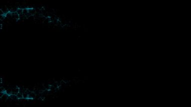 Siyah arka plan üzerinde, organik hareket akan soyut ışık mavi enerji dinamik çift dalga