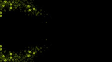 Soyut dalga hareketinde yeşil parlayan ışıklar, siyah arka plan üzerinde