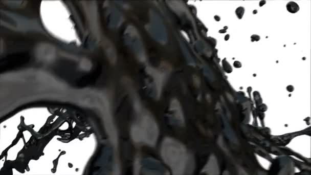 Yavaş Çekimde Siyah Boya Sıçraması Beyaz Izole — Stok video