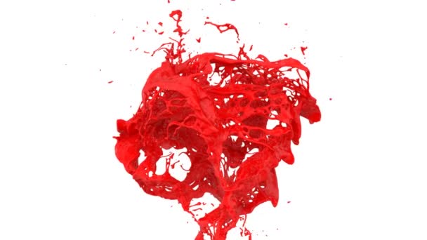 红色油漆在慢动作中飞溅 在白色背景上隔离 — 图库视频影像