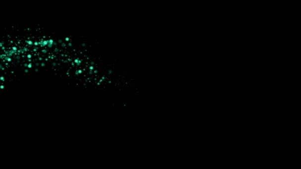 Velká vlna tyrkysových zářící částic na černém pozadí
