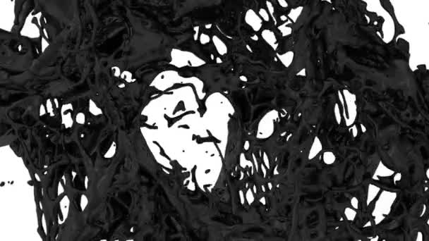 Fekete Színű Fröccsenés Lassítva Képernyőn Elszigetelt Fehér Háttér — Stock videók