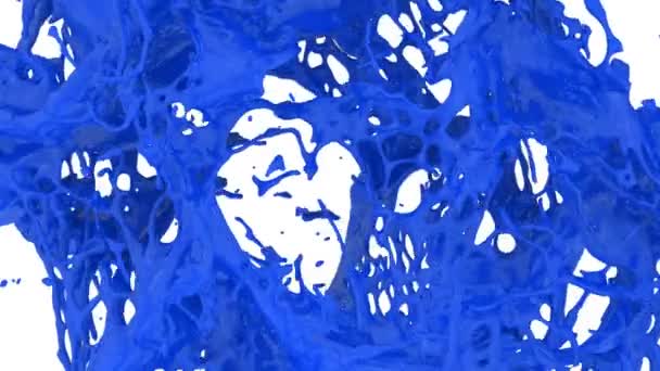 Les Éclaboussures Couleur Bleue Ralenti Dans Écran Isolé Sur Fond — Video