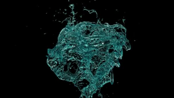 Turquoise Water Splash Slow Motion Isolated Black Background — Stock Video