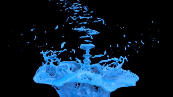 Niebieski Kolor Splash Ekstremalnych Zwolnionym Tempie Izolowane Czarnym — Wideo stockowe