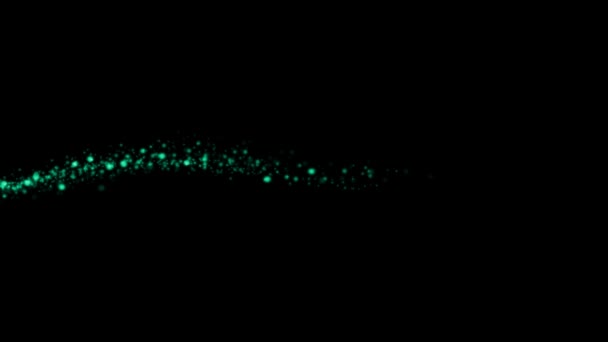 流れる動きのターコイズ色の輝く粒子の抽象的なエネルギーストリーム — ストック動画