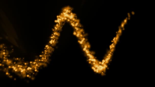 橙色发光粒子在波运动中的神奇背景 在黑色 — 图库视频影像