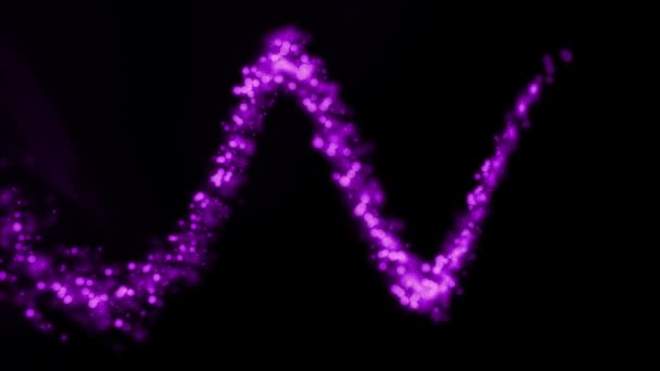 Magisk Bakgrund Lila Glödande Partiklar Vågrörelse Svart — Stockvideo
