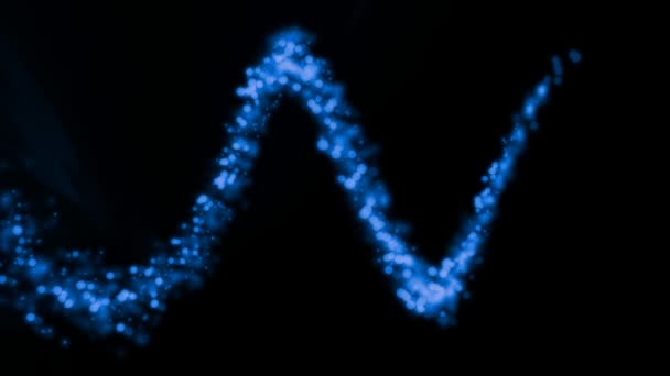 Magischer Hintergrund Aus Blau Leuchtenden Teilchen Wellenbewegung Auf Schwarz — Stockvideo