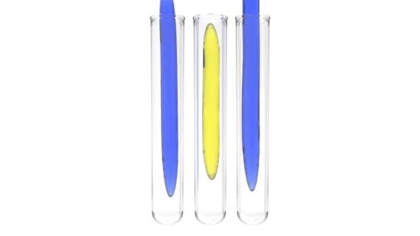 European Crisis Liquid European Colors Flows Test Tubes Isolated White — Stock Video