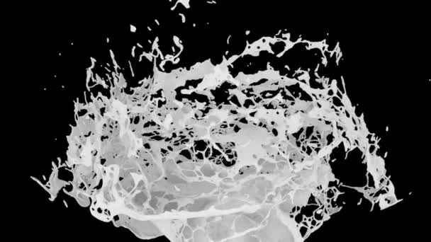 大白色油漆飞溅喷泉在超慢运动 孤立在黑色背景 — 图库视频影像