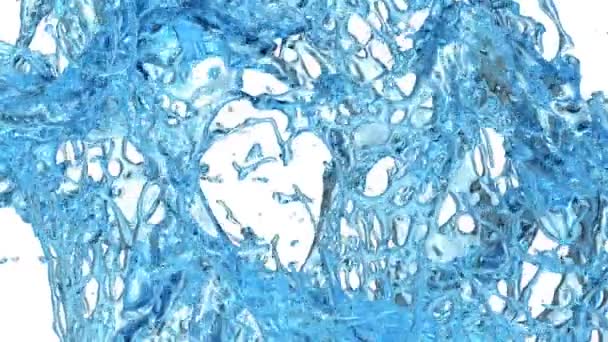 Light Blue Water Splashing Screen Isolated White Background — Stock Video