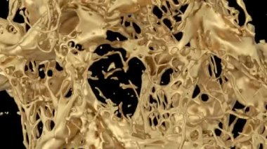 Yavaş çekimde renkli su sıçraması, siyah arka plan üzerinde izole