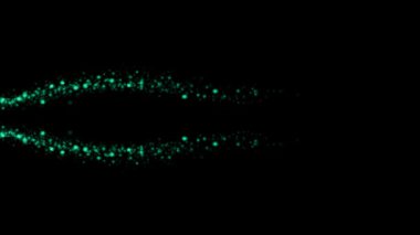 Siyah arka plan üzerinde akan hareket te parlayan parçacıkların soyut enerji akışı