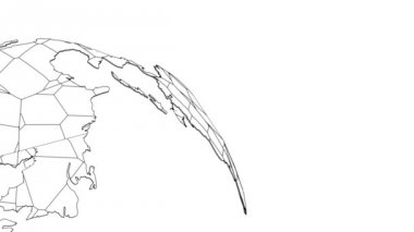 Dünya küresinin çizimi patlar ve parçalara ayrılır, beyaz arka plan üzerine