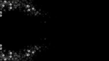 Soyut dalga hareketinde beyaz parlayan ışıklar, siyah arka plan üzerinde