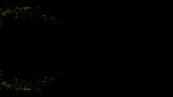 黒い背景に有機運動で流れる抽象的な緑のエネルギーのダイナミックな二重波 — ストック動画