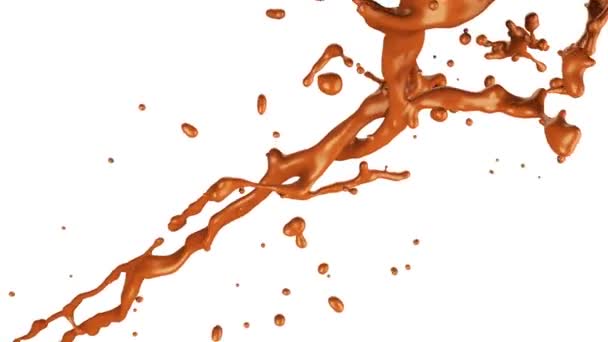 Caramel Splashes Slow Motion Screen Isolated White — Stock Video