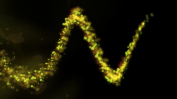 Enxame Partículas Mágicas Cores Verdes Amarelas Sobre Fundo Preto — Vídeo de Stock