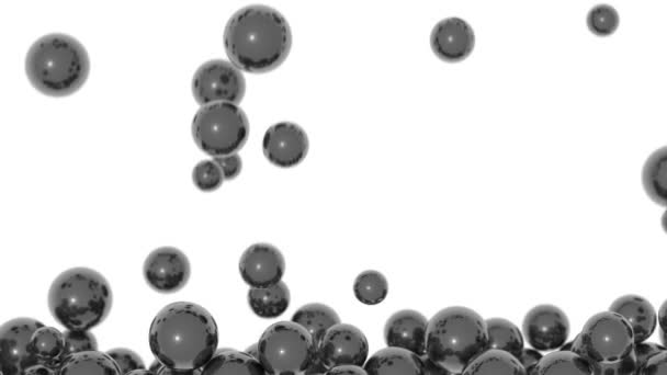 Stacked Spheres Background Falling Gray Pearls Different Sizes — Stock Video