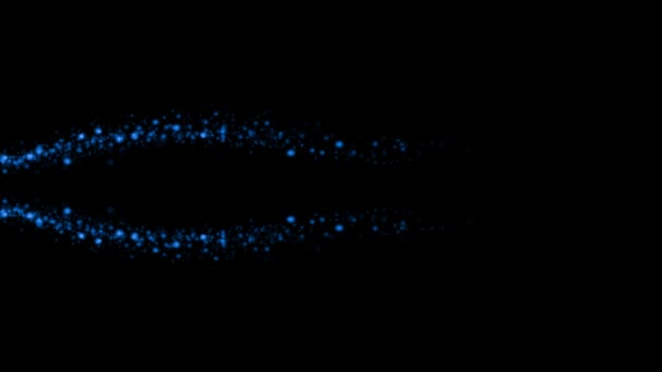 Onda Dupla Esferas Partículas Azuis Brilhantes Sobre Fundo Preto — Vídeo de Stock