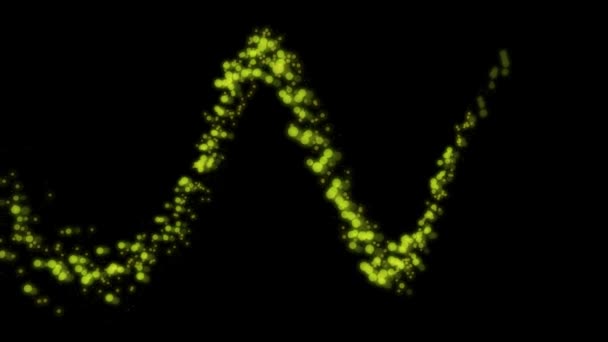 Partículas Verdes Brillantes Que Fluyen Movimiento Ondulado Sobre Fondo Negro — Vídeos de Stock