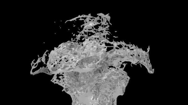 Liquide Éclaboussure Métallique Brillante Ralenti Isolé Sur Fond Noir — Video