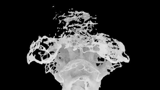 White Paint Fountain Splashing Super Slow Motion Isolated Black Background — Stock Video