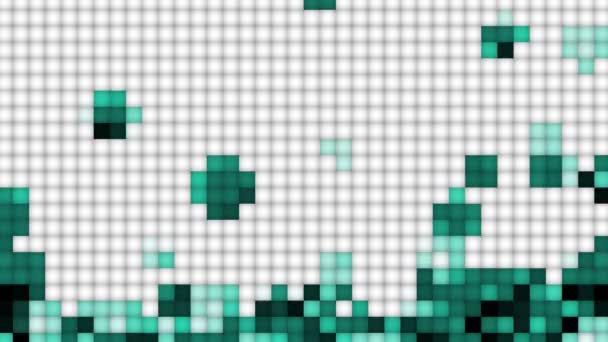 Empilhados Turquesa Piscar Blocos Fundo Estilo Tetris Branco — Vídeo de Stock