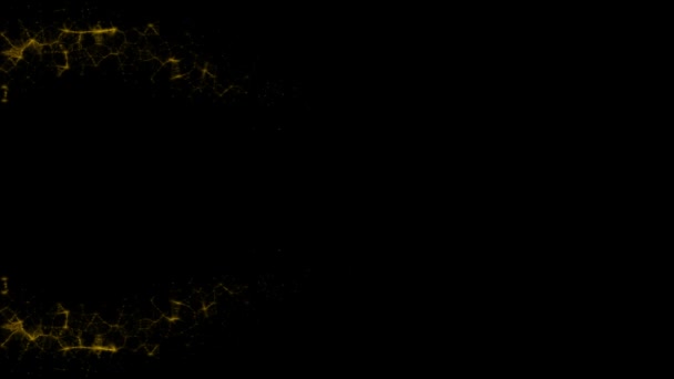 有機運動で流れる抽象的な黄色のエネルギーのダイナミックな二重波 黒い背景 — ストック動画
