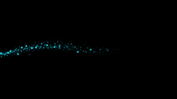 Abstracte Energiestroom Van Licht Blauwe Gloeiende Deeltjes Vloeiende Beweging Zwarte — Stockvideo