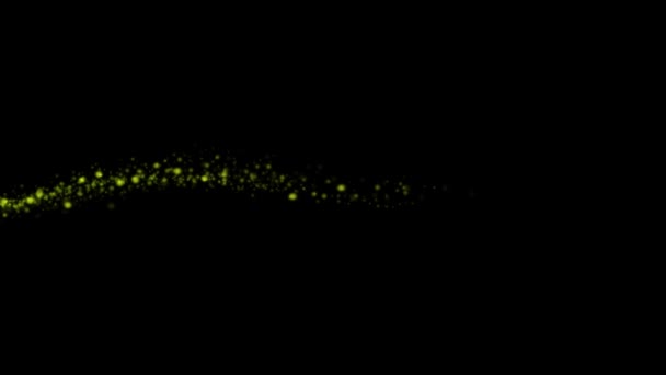 流れる動きの緑の輝く粒子の抽象的なエネルギーストリーム 黒い背景に — ストック動画